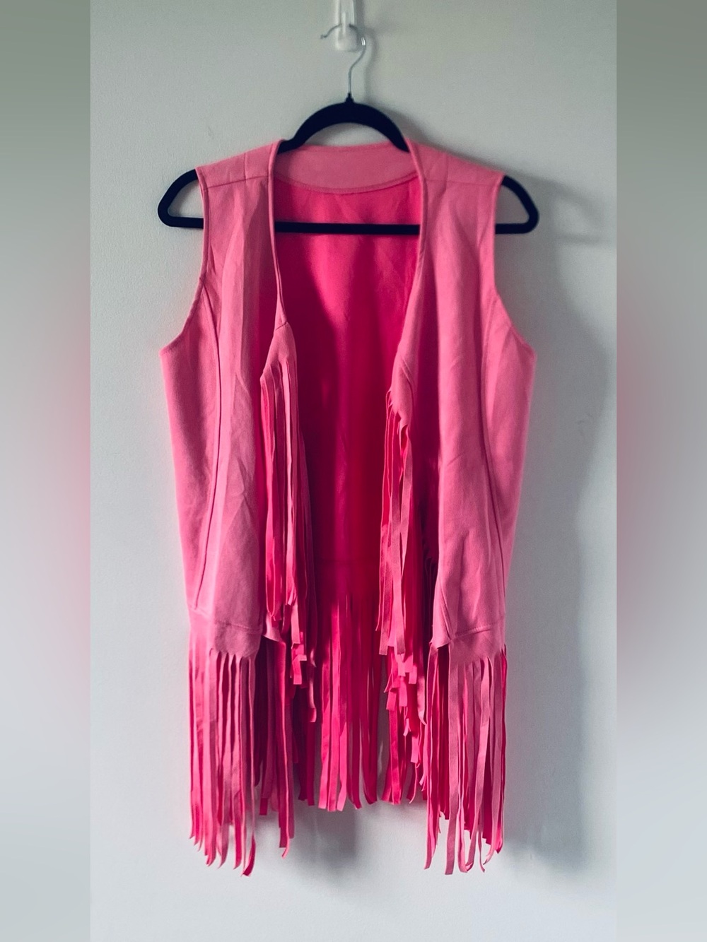 Pink Fringe Open Vest, Boho, Festival, Moto, Coastal Cowgirl, Costume, Western